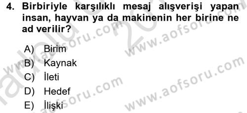 Halkla İlişkiler Ve İletişim Dersi 2016 - 2017 Yılı (Vize) Ara Sınavı 4. Soru