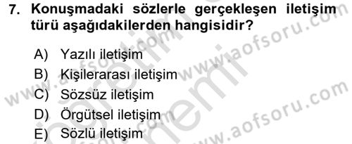 Halkla İlişkiler Ve İletişim Dersi Ara Sınavı Deneme Sınav Soruları 7. Soru