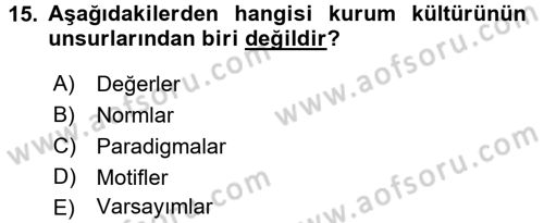 Halkla İlişkiler Ve İletişim Dersi 2016 - 2017 Yılı (Final) Dönem Sonu Sınav Soruları 15. Soru