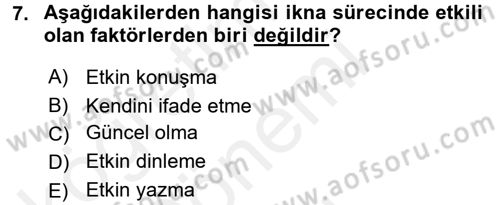 Halkla İlişkiler Ve İletişim Dersi 2016 - 2017 Yılı (Final) Dönem Sonu Sınav Soruları 7. Soru