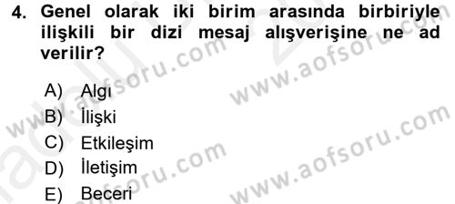 Halkla İlişkiler Ve İletişim Dersi 2017 - 2018 Yılı 3 Ders Sınavı 4. Soru