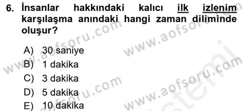 Halkla İlişkiler Ve İletişim Dersi 2017 - 2018 Yılı 3 Ders Sınavı 6. Soru