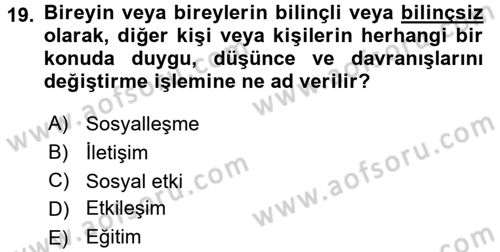 Halkla İlişkiler Ve İletişim Dersi Ara Sınavı Deneme Sınav Soruları 19. Soru