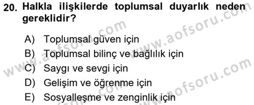 Halkla İlişkiler Ve İletişim Dersi Ara Sınavı Deneme Sınav Soruları 20. Soru