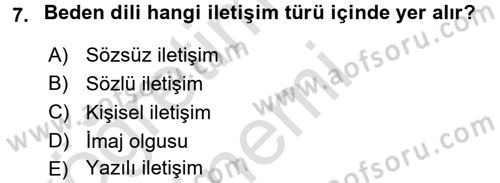 Halkla İlişkiler Ve İletişim Dersi Ara Sınavı Deneme Sınav Soruları 7. Soru