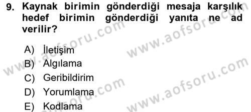 Halkla İlişkiler Ve İletişim Dersi Ara Sınavı Deneme Sınav Soruları 9. Soru
