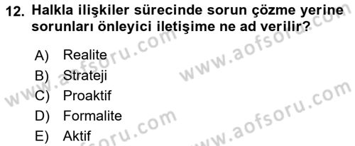 Halkla İlişkiler Ve İletişim Dersi 2018 - 2019 Yılı 3 Ders Sınav Soruları 12. Soru