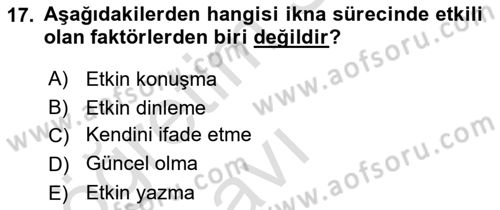 Halkla İlişkiler Ve İletişim Dersi 2018 - 2019 Yılı 3 Ders Sınav Soruları 17. Soru