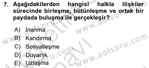 Halkla İlişkiler Ve İletişim Dersi 2018 - 2019 Yılı 3 Ders Sınav Soruları 7. Soru
