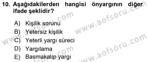 Halkla İlişkiler Ve İletişim Dersi Ara Sınavı Deneme Sınav Soruları 10. Soru