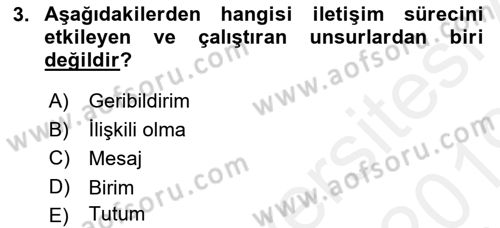 Halkla İlişkiler Ve İletişim Dersi Ara Sınavı Deneme Sınav Soruları 3. Soru