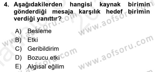 Halkla İlişkiler Ve İletişim Dersi Ara Sınavı Deneme Sınav Soruları 4. Soru