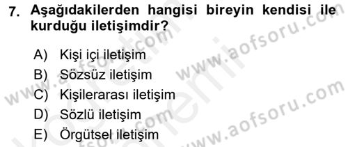 Halkla İlişkiler Ve İletişim Dersi Ara Sınavı Deneme Sınav Soruları 7. Soru