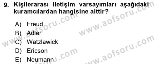 Halkla İlişkiler Ve İletişim Dersi 2018 - 2019 Yılı (Vize) Ara Sınav Soruları 9. Soru
