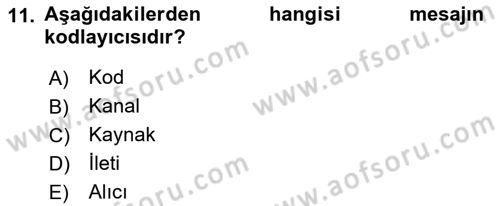 Halkla İlişkiler Ve İletişim Dersi 2018 - 2019 Yılı (Final) Dönem Sonu Sınav Soruları 11. Soru