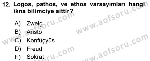 Halkla İlişkiler Ve İletişim Dersi 2018 - 2019 Yılı (Final) Dönem Sonu Sınav Soruları 12. Soru