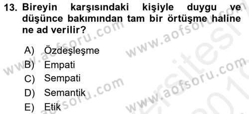 Halkla İlişkiler Ve İletişim Dersi 2018 - 2019 Yılı (Final) Dönem Sonu Sınavı 13. Soru