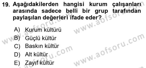 Halkla İlişkiler Ve İletişim Dersi 2018 - 2019 Yılı (Final) Dönem Sonu Sınav Soruları 19. Soru