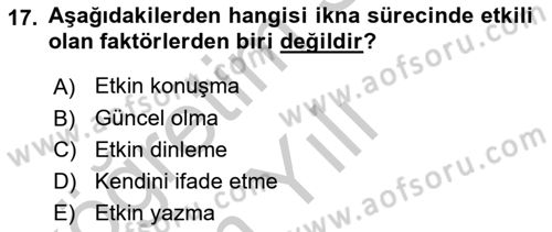 Halkla İlişkiler Ve İletişim Dersi 2018 - 2019 Yılı Yaz Okulu Sınav Soruları 17. Soru