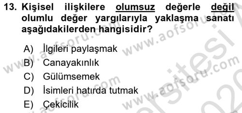 Halkla İlişkiler Ve İletişim Dersi 2019 - 2020 Yılı (Vize) Ara Sınav Soruları 13. Soru