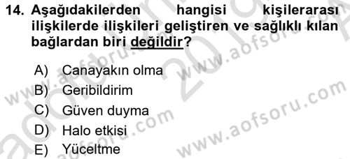 Halkla İlişkiler Ve İletişim Dersi 2019 - 2020 Yılı (Vize) Ara Sınav Soruları 14. Soru
