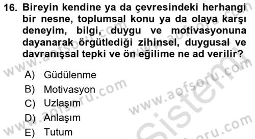 Halkla İlişkiler Ve İletişim Dersi Ara Sınavı Deneme Sınav Soruları 16. Soru