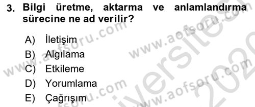 Halkla İlişkiler Ve İletişim Dersi Ara Sınavı Deneme Sınav Soruları 3. Soru