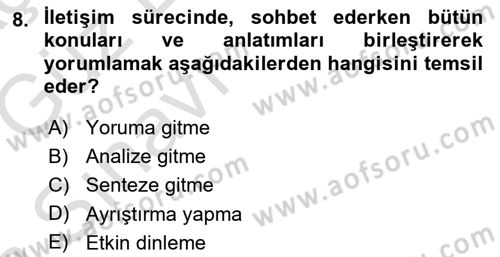 Halkla İlişkiler Ve İletişim Dersi Ara Sınavı Deneme Sınav Soruları 8. Soru