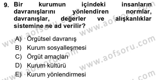 Halkla İlişkiler Ve İletişim Dersi 2019 - 2020 Yılı (Final) Dönem Sonu Sınavı 9. Soru