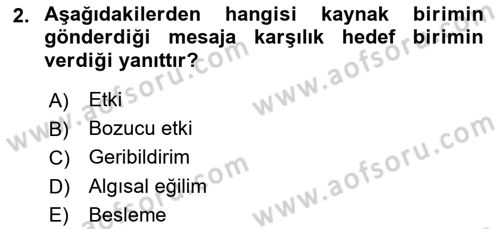 Halkla İlişkiler Ve İletişim Dersi 2020 - 2021 Yılı Yaz Okulu Sınav Soruları 2. Soru