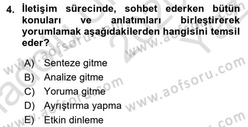 Halkla İlişkiler Ve İletişim Dersi 2020 - 2021 Yılı Yaz Okulu Sınav Soruları 4. Soru