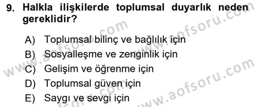Halkla İlişkiler Ve İletişim Dersi 2020 - 2021 Yılı Yaz Okulu Sınav Soruları 9. Soru