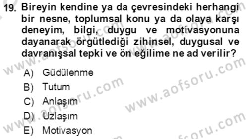 Halkla İlişkiler Ve İletişim Dersi 2021 - 2022 Yılı (Vize) Ara Sınav Soruları 19. Soru