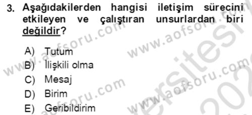 Halkla İlişkiler Ve İletişim Dersi Ara Sınavı Deneme Sınav Soruları 3. Soru