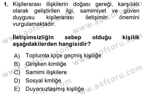 Halkla İlişkiler Ve İletişim Dersi 2021 - 2022 Yılı (Final) Dönem Sonu Sınav Soruları 1. Soru