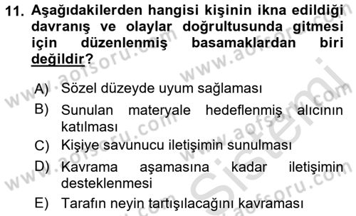 Halkla İlişkiler Ve İletişim Dersi 2021 - 2022 Yılı (Final) Dönem Sonu Sınav Soruları 11. Soru