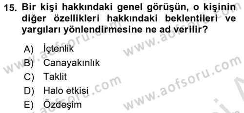 Halkla İlişkiler Ve İletişim Dersi 2021 - 2022 Yılı (Final) Dönem Sonu Sınav Soruları 15. Soru