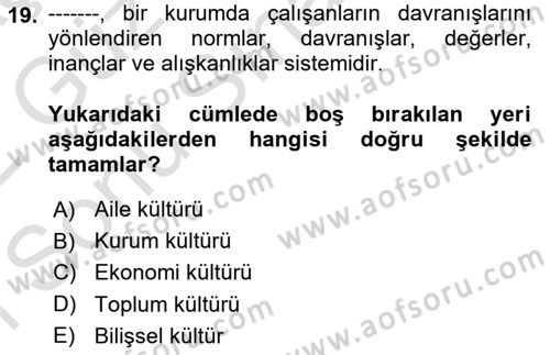 Halkla İlişkiler Ve İletişim Dersi 2021 - 2022 Yılı (Final) Dönem Sonu Sınav Soruları 19. Soru