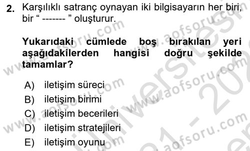 Halkla İlişkiler Ve İletişim Dersi 2021 - 2022 Yılı (Final) Dönem Sonu Sınav Soruları 2. Soru