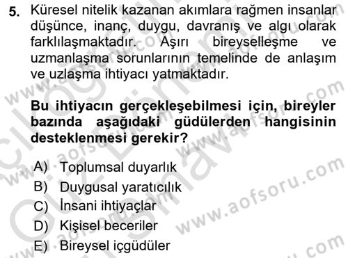 Halkla İlişkiler Ve İletişim Dersi 2021 - 2022 Yılı (Final) Dönem Sonu Sınavı 5. Soru