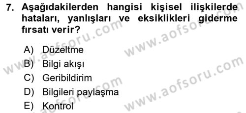 Halkla İlişkiler Ve İletişim Dersi 2021 - 2022 Yılı (Final) Dönem Sonu Sınav Soruları 7. Soru