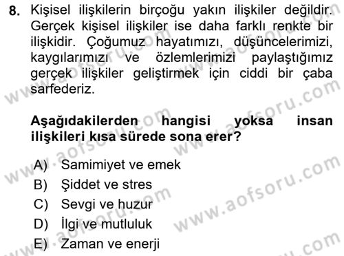 Halkla İlişkiler Ve İletişim Dersi 2021 - 2022 Yılı (Final) Dönem Sonu Sınav Soruları 8. Soru
