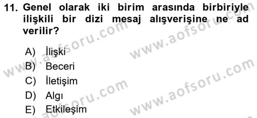 Halkla İlişkiler Ve İletişim Dersi 2021 - 2022 Yılı Yaz Okulu Sınav Soruları 11. Soru