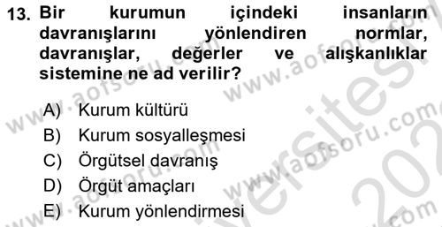 Halkla İlişkiler Ve İletişim Dersi 2021 - 2022 Yılı Yaz Okulu Sınav Soruları 13. Soru