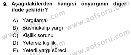 Halkla İlişkiler Ve İletişim Dersi 2021 - 2022 Yılı Yaz Okulu Sınav Soruları 9. Soru