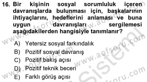 Halkla İlişkiler Ve İletişim Dersi 2022 - 2023 Yılı (Vize) Ara Sınavı 16. Soru