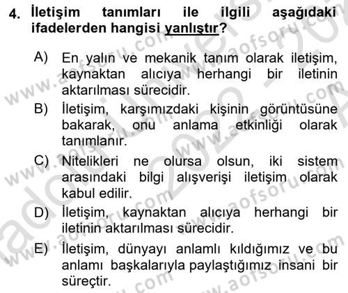 Halkla İlişkiler Ve İletişim Dersi 2022 - 2023 Yılı (Vize) Ara Sınavı 4. Soru