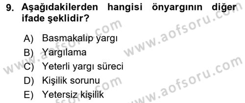 Halkla İlişkiler Ve İletişim Dersi Ara Sınavı Deneme Sınav Soruları 9. Soru