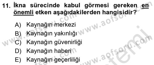 Halkla İlişkiler Ve İletişim Dersi 2022 - 2023 Yılı (Final) Dönem Sonu Sınav Soruları 11. Soru