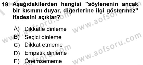 Halkla İlişkiler Ve İletişim Dersi 2022 - 2023 Yılı (Final) Dönem Sonu Sınav Soruları 19. Soru